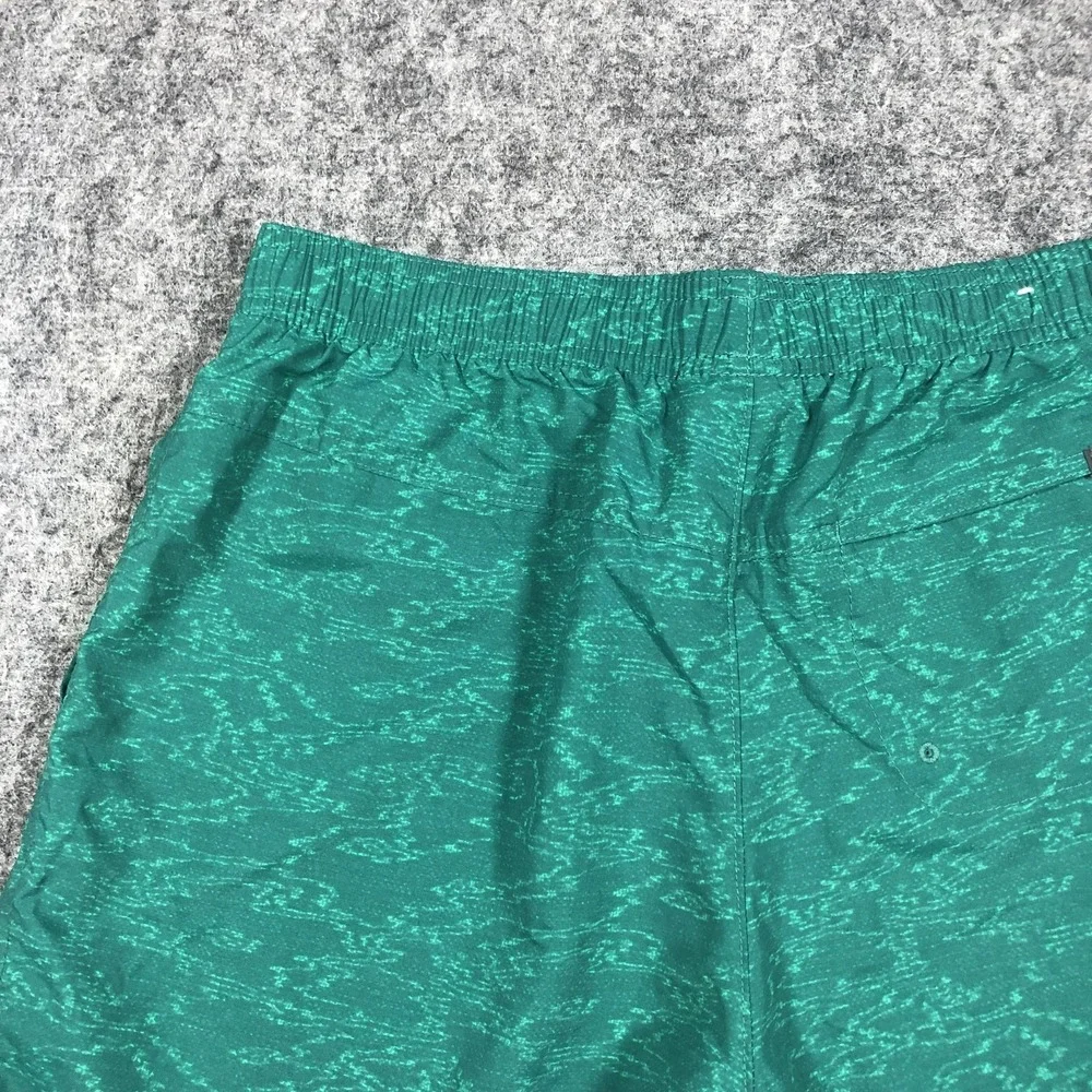 Columbia Swim Shorts Mens Small Green Geometric Print Drawstring Lined Trunks